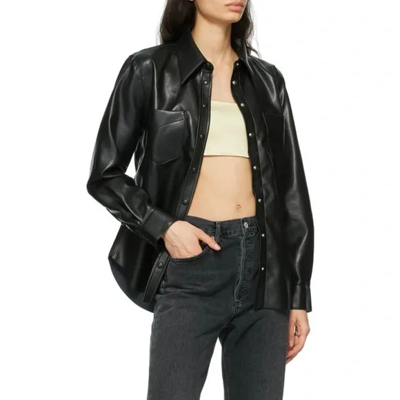 AGOLDE Paloma vegan leather shirt. 🖤 - Picture 3 of 10